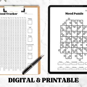 Mood Tracker, maandelijkse Mood Tracker, Mood Tracker Journal, afdrukbare Mood Puzzle, Emotion Journal, maandelijkse Mood Planner, jaarlijkse Mood Chart