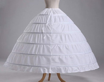 M Fabrics Crinoline Petticoat 6 Hoop Gown Half Slips Sous-jupe pour Mariage Robe de mariée - Blanc - (Taille Libre)