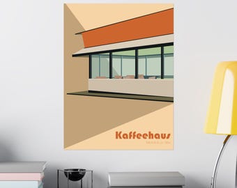 Kaffeehaus Retro Cafe Poster Kitchen Decor | Mid-Century Minimalist Wall Art