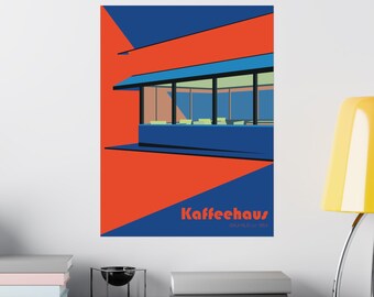 Kaffeehaus Retro Diner Poster Kitchen Decor | Mid-Century Minimalist Art