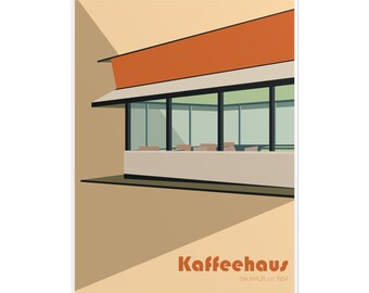 Kaffeehaus Cafe Rolled Poster Kitchen Decor | Mid-Century Minimalist Art