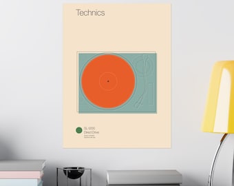 Technics Turntable Bauhaus Poster | Retro Record Player Wall Art Decor