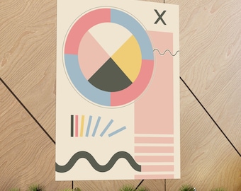 Bauhaus Record Player Pastel Geometric Abstract Poster For Music Lovers | Modern Minimal Wall Art