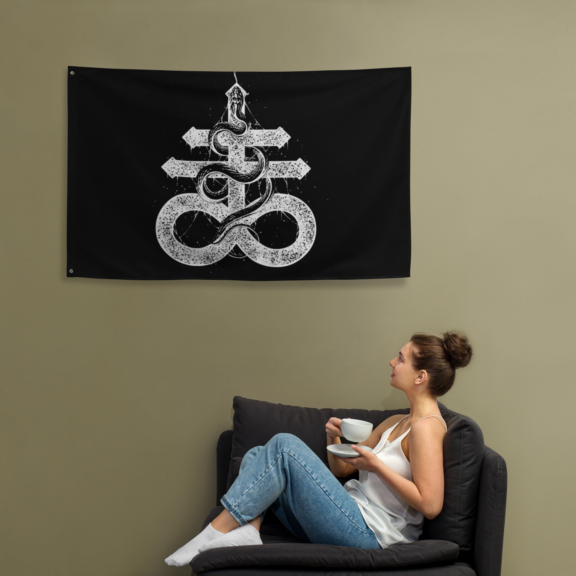 Amazon.com : Leviathan Cross and Serpents Flag 3x5 FT Bright