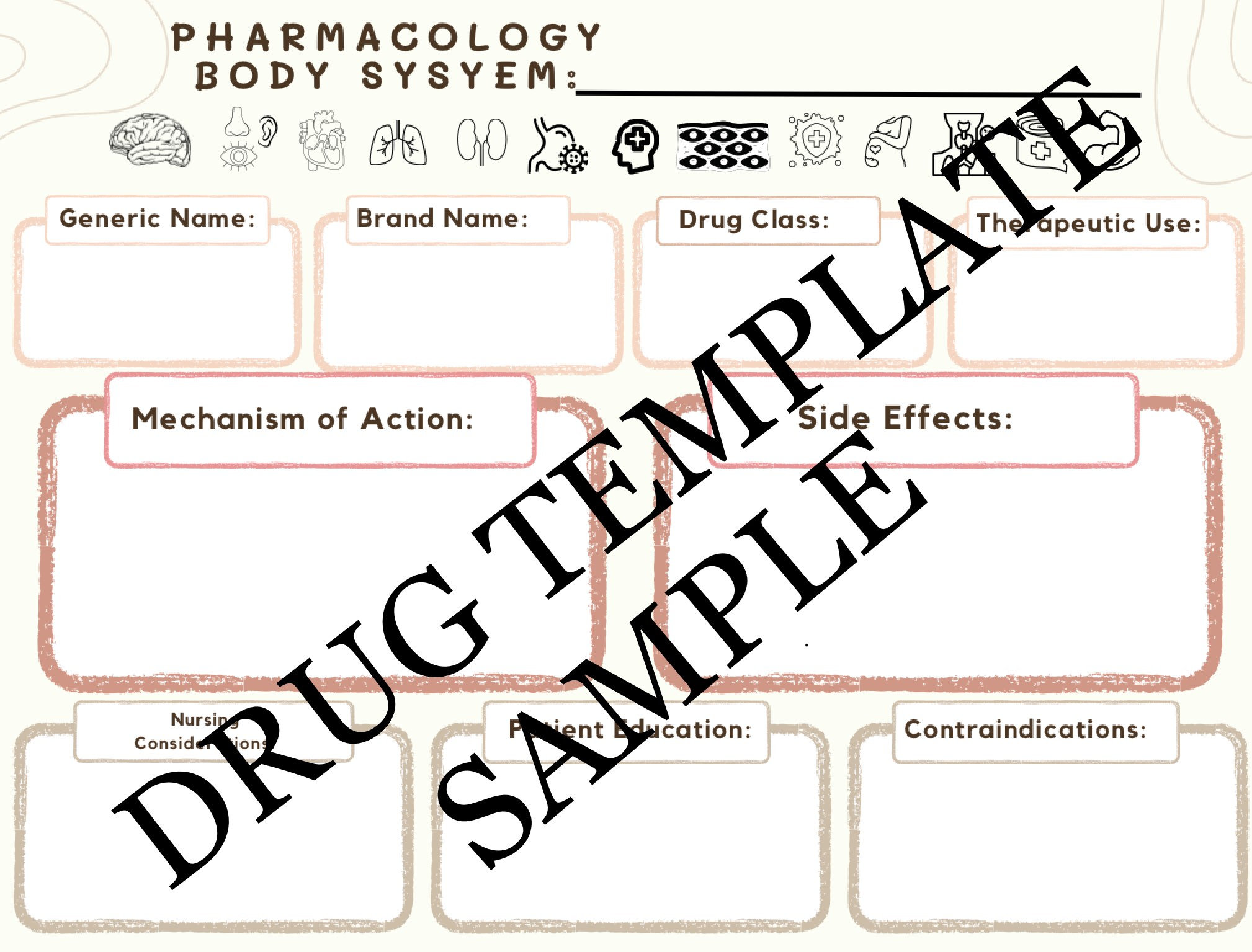 Drug Template for Nursing Students - Etsy