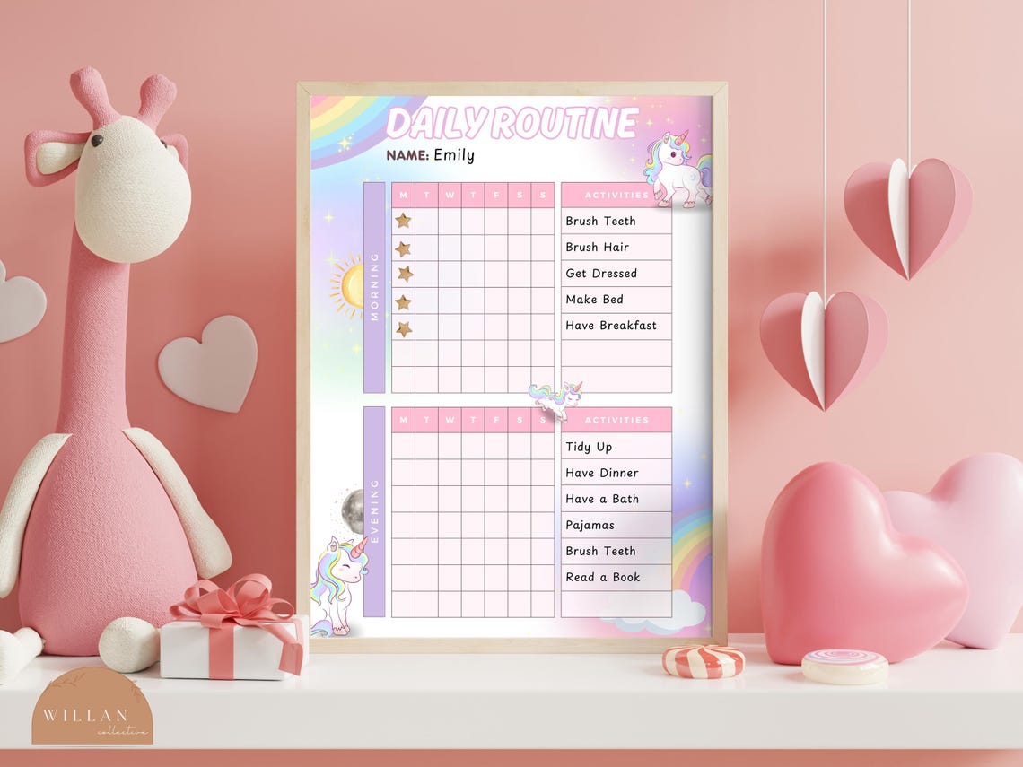 Printable Daily Routine Chart for Kids Digital Routine Chart Star Chart ...
