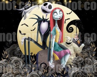 Jack y Sally PNG, envoltura para vaso delgado/recto de 20 oz PNG, descarga digital