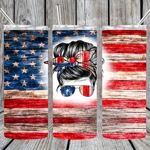 Messy Bun Flag PNG, Skinny & Tapered Tumbler wrap 20oz PNG, Digital Download