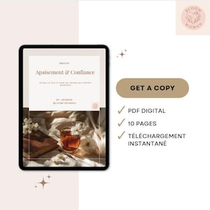 Ebook Calma e Confiança – Um guia de bem-estar para imprimir, que te ajudará a desacelerar e encontrar a paz interior.