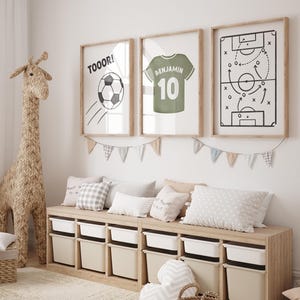 Lote de 3 láminas para habitación infantil en formato A4 y A3 | Carteles de fútbol | Decoración de pared | Regalo | Imprimir | chicos Chica.