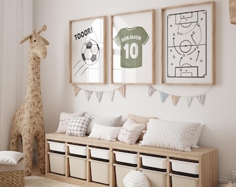 Set of 3 - Children's room posters in A4 and A3 sizes | Football posters | Wall decoration | Gift | Print | Boys | Girls.
