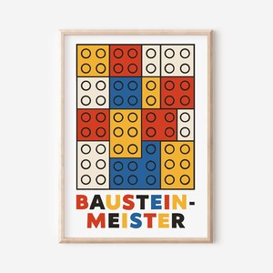 Pósters de bloques de construcción para habitaciones infantiles en tamaño A4 y A3 | niño | Chicas | Decoración de pared | Regalo | Imprimir | Maestro de bloques de construcción