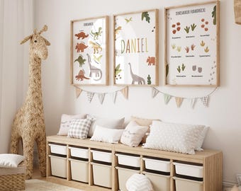 Dino name picture for children | Dinosaur poster | Dinosaur nursery | Nursery poster | Wall decoration | Gift | Print