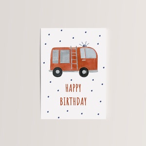 Postcard Happy Birthday A6 Fire Department Postcard children Postcard birthday card children's birthday birthday card birthday gift image 2
