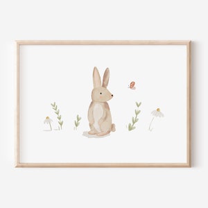Hasenbild | Wasserfarbenbild | Kinderzimmer-Poster | Wanddekoration | Geschenk | Druck