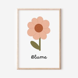 Póster con flores para la habitación infantil en formato A4 y A3 | Decoración de pared | Regalo | Imprimir | chicos Chica