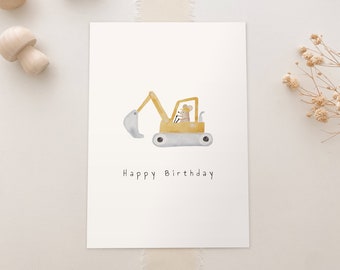 Carte postale Joyeux anniversaire A6 Excavatrice | Carte postale Enfant | Carte postale Anniversaire | Carte Anniversaire Enfant | Carte Anniversaire Cadeau