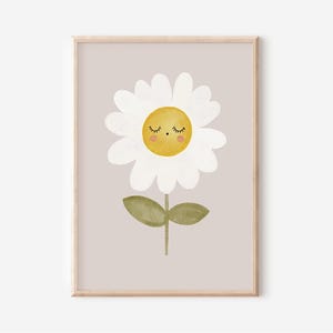 Póster con margaritas en blanco en A4 y A3 | Chicas | Carteles de chicas | Decoración de pared | Regalo | Imprimir | Habitación infantil | Habitación de niñas
