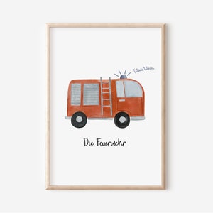 Carteles de bomberos para habitaciones infantiles en formato A4 y A3 | niño | Chicas | Decoración de pared | Regalo | Presión