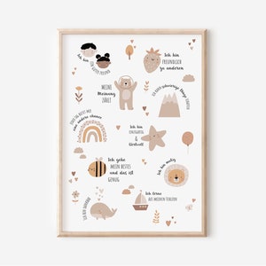 Affiche d'affirmations positives pour enfants | Pensées positives | Pédagogie Montessori | affiches pour chambre d'enfant | décoration murale | cadeau | Pression