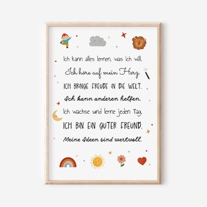 Pósters de pared para habitación infantil con afirmaciones positivas en A4 y A3 | niño | Chicas | Decoración de pared | Regalo | Presión