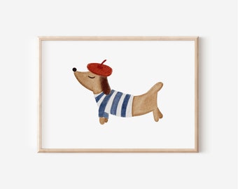 Poster Dachshund children's room in A4 and A3 | boy | Girl | Wall decoration | Gift | Pressure
