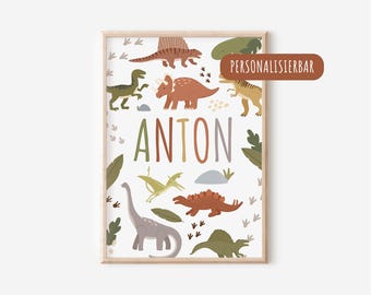Dino name picture for children | Dinosaur poster | Dinosaur nursery | Nursery poster | Wall decoration | Gift | Print