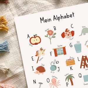 Póster del alfabeto para habitaciones infantiles en A4 y A3, decoración de pared para niño y niña, impresión de regalo