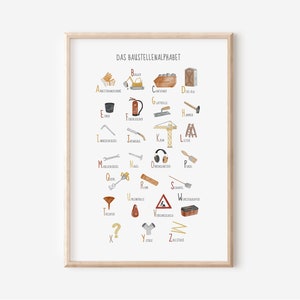 Póster de obra para habitación infantil en formato A4 y A3 | Excavadora | Niño | Decoración de pared | Regalo | Impresión