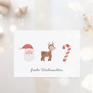 Postcard Merry Christmas A6 | Postcard Reindeer Santa Candy Cane Christmas | Postcard Christmas | Card | Christmas Greeting