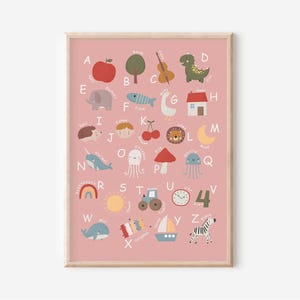 Pósteres del alfabeto para habitaciones infantiles en A4 y A3 | Niñas | Decoración de pared | Regalo | Impresión