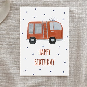 Postcard Happy Birthday A6 Fire Department Postcard children Postcard birthday card children's birthday birthday card birthday gift image 3