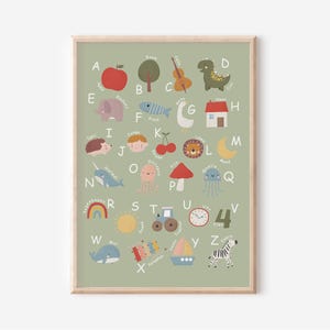 Pósters con el alfabeto para habitaciones infantiles en tamaño A4 y A3 | chicos Chicas | Decoración de pared | Regalo | Presión