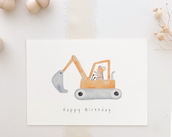 Postcard Happy Birthday A6 Excavator | Postcard children | Postcard birthday | card children's birthday birthday card birthday gift