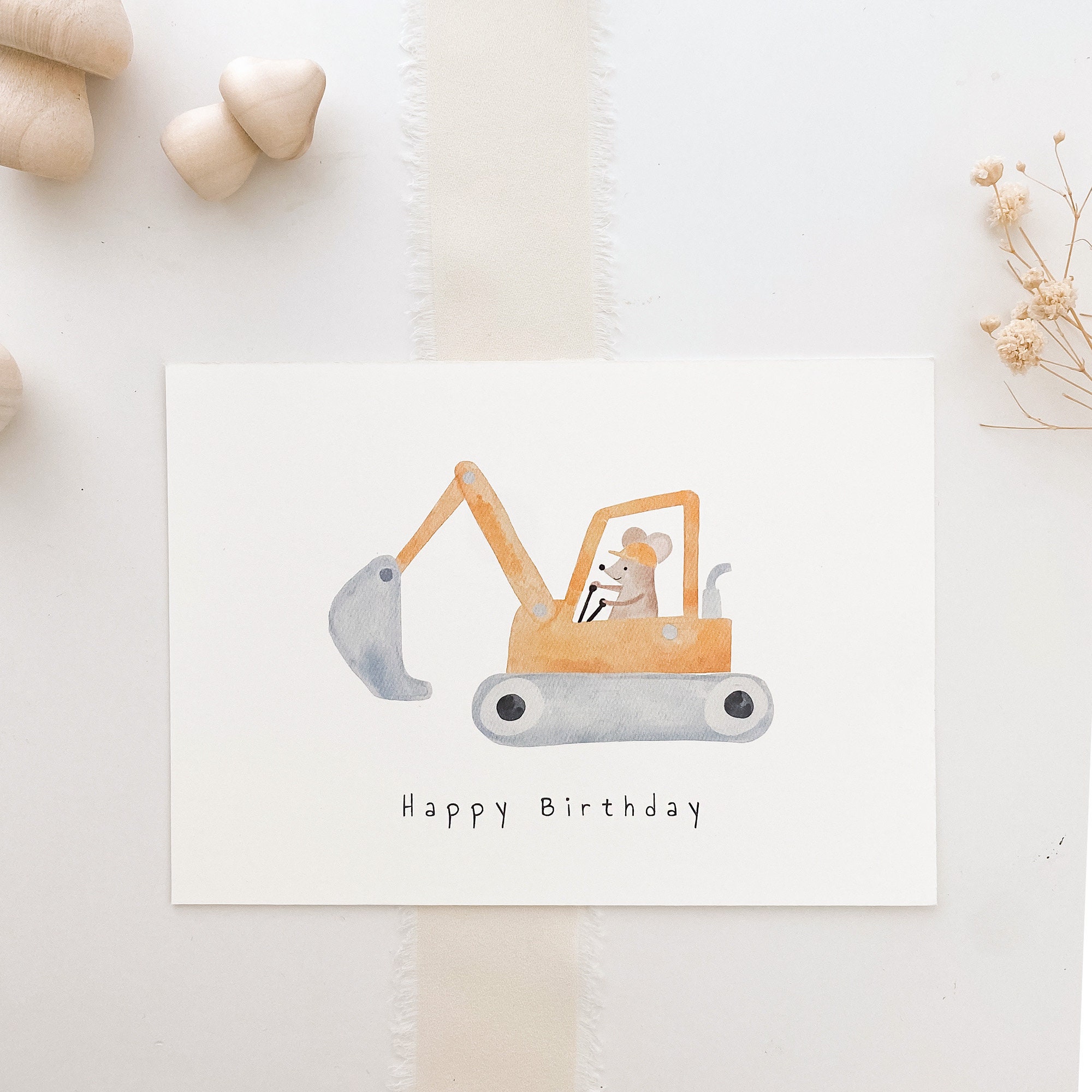 Postcard Happy Birthday A6 Excavator | Postcard Children | Postcard Birthday | Card Children's Birthday Birthday Card Birthday Gift