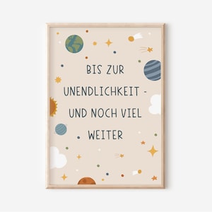 Poster Bis zur Unendlichkeit in A4 & A3 fürs Kinderzimmer | Weltall Plakat | Weltraum | Kinderzimmer | Wanddekoration | Geschenk | Druck