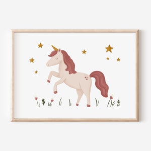 Póster infantil con motivo de unicornio en A4 y A3 | Póster para niña | Decoración de pared | Regalo | Impresión de calidad