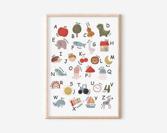 Alphabet posters for children's rooms in A2, A3, and A4 | Boys | Girls | Wall decoration | Gift | Print