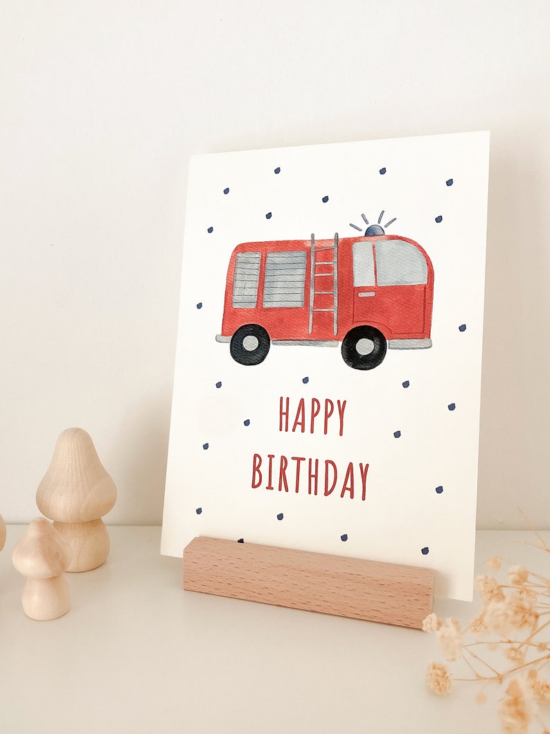 Postcard Happy Birthday A6 Fire Department Postcard children Postcard birthday card children's birthday birthday card birthday gift image 4