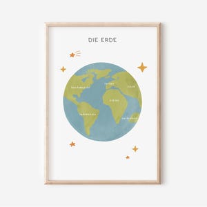 Poster della Terra in formato A4 e A3 per la cameretta dei bambini | Decorazione da parete | Poster per la cameretta dei bambini | Decorazione da parete | Regalo | Poster didattico | Stampa