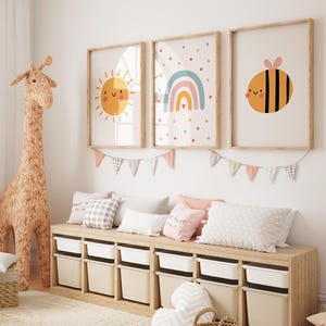 3er Set Fröhliches Kinderzimmer-Poster – Frühlindsdeko | Bild Kinderzimmer| Kinder | Mädchen | Babyzimmer | Geschenk | Druck
