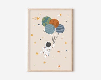 Poster Astronaut in A4 & A3 for the children's room | Space poster | Space | Children's room poster | Wall decoration | Gift | Pressure