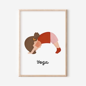 Bonito póster de yoga para la habitación de los niños en formato A4 y A3, decoración de pared | Regalo | Imprimir | chicos | Chica