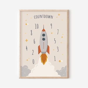 Poster Rocket Countdown in formato A4 e A3 per la cameretta dei bambini | Manifesto del razzo | Spazio | Poster per la cameretta dei bambini | Decorazione murale | Regalo | Pressione
