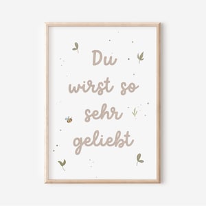 Poster "Du wirst so sehr geliebt" | Alphabet-Bild | ABC lernen | Kinderzimmer-Poster | Wanddekoration | Geschenk | Druck