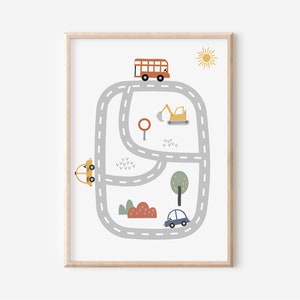Pósteres de vehículos para habitaciones infantiles en A4, A3 y A2 | Niño | Niña | Decoración de pared | Regalo | Impresión