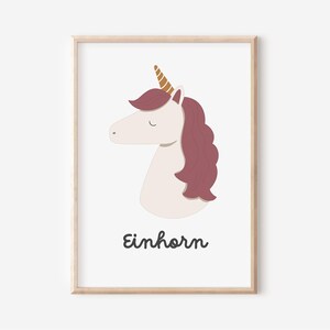 Póster con unicornio para habitación infantil en formato A4 y A3, decoración de pared | regalo | presión | chicos | Chica