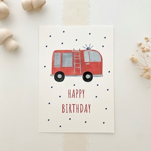 Postcard Happy Birthday A6 Fire Department Postcard children Postcard birthday card children's birthday birthday card birthday gift image 1