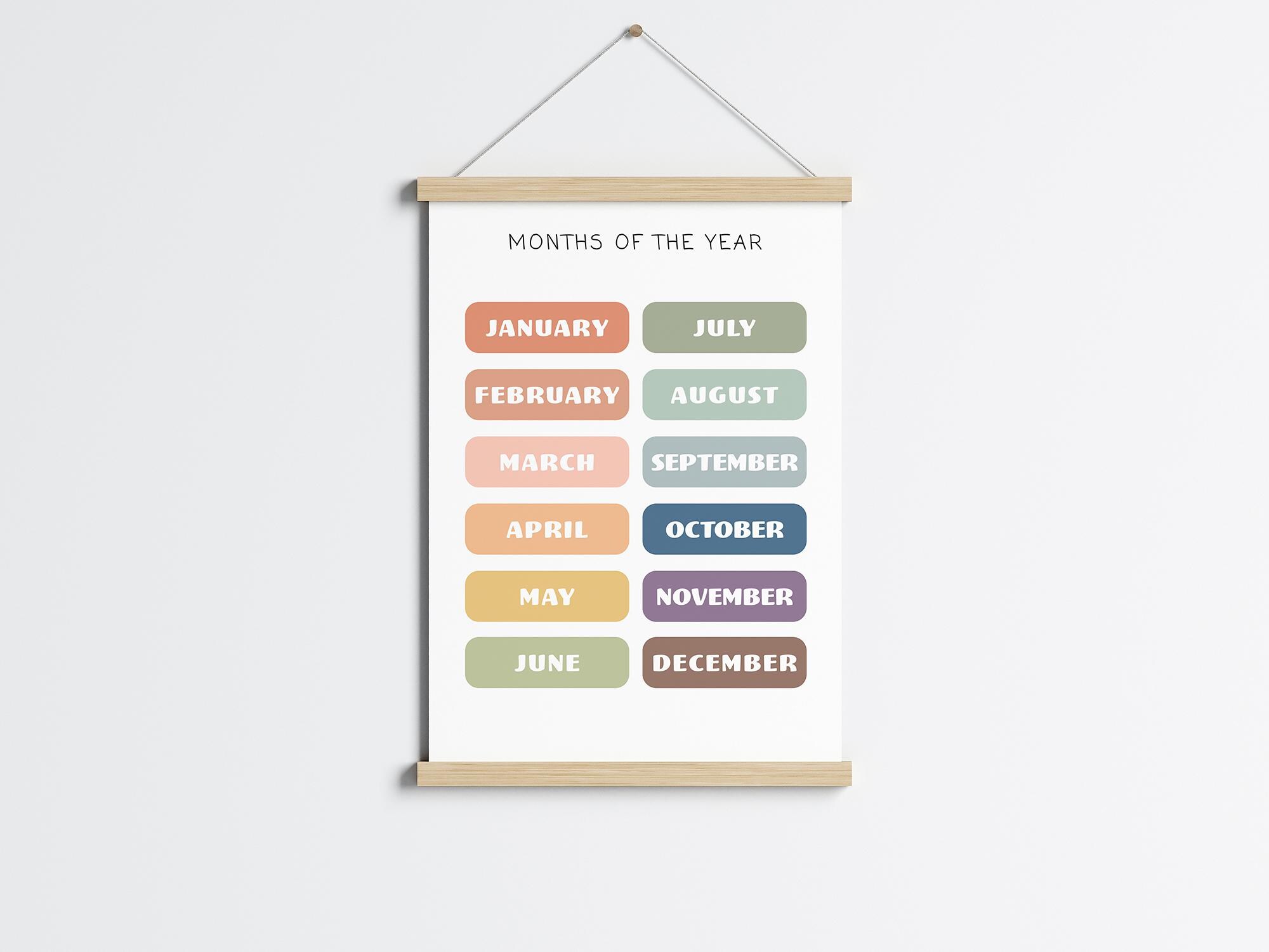 Months of the Year Poster | Educational Print for Kids | Montessori ...