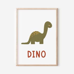 Póster con dinosaurio para la habitación de los niños en tamaño A4 y A3, decoración de pared | Regalo | Imprimir | chicos | Chica